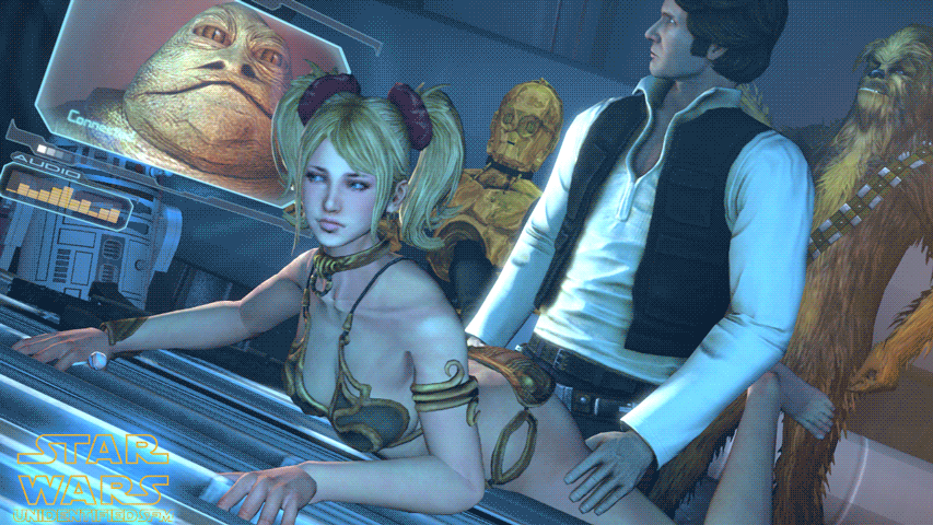 unidentifiedsfm:  Han Strikes Backs! Another of the Star Wars clips I finally edited into a gif. Added in some of the gang as well. Slave Juliet model by: Horsey &amp; bocchi-ranger Jabba model by: nudekittyn *can’t remember where I got the others